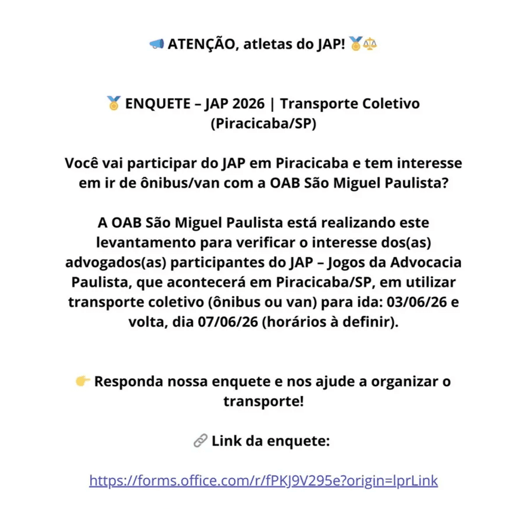 ENQUETE - JAP 2026 | Transporte Coletivo