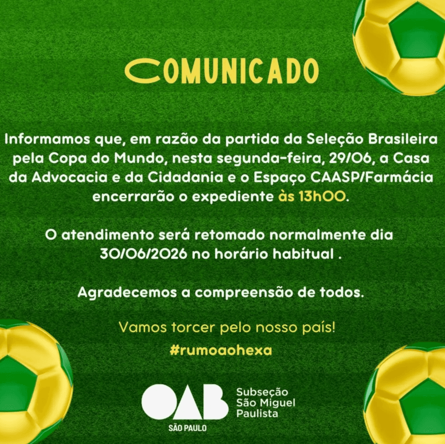 🇧🇷 Comunicado: Expediente Copa do Mundo 🇧🇷