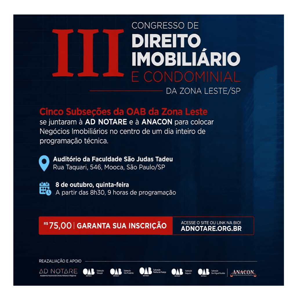 III Congresso de Direito Imobiliário e Condominial da Zona Leste/SP