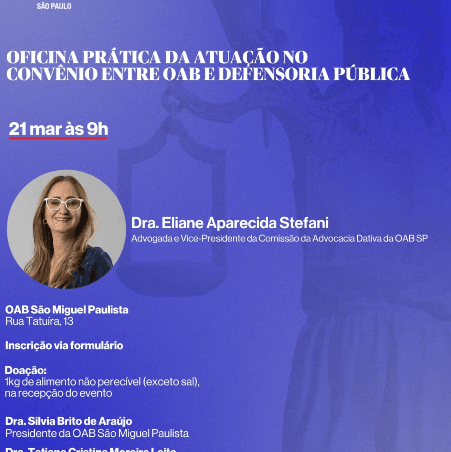 Atuação no convênio da OAB com a Defensoria Pública