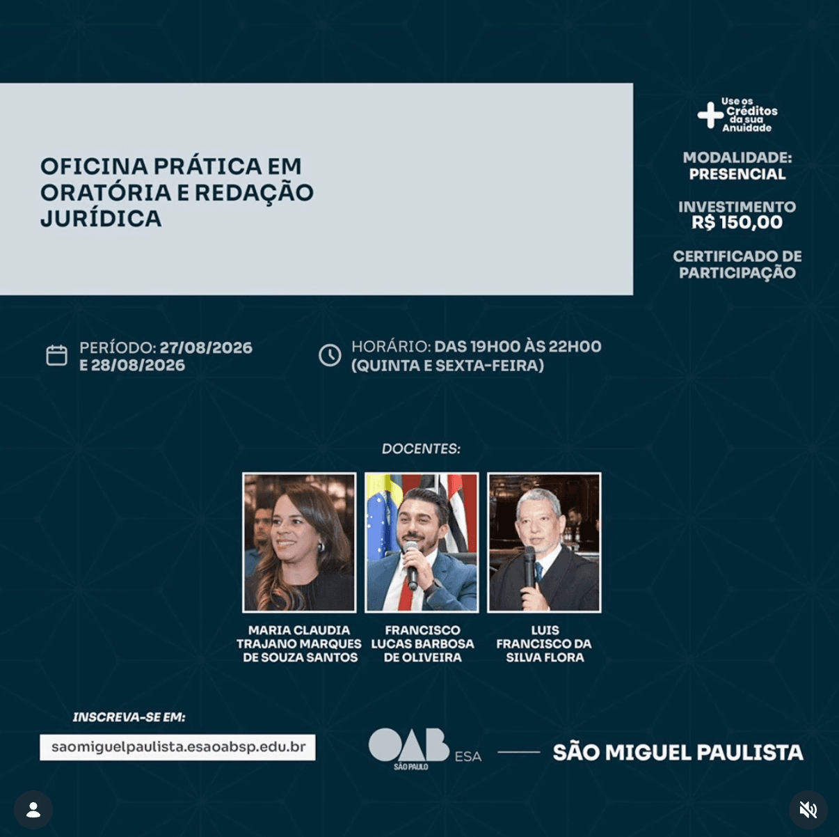 Oficina Prática em Oratória e Redação Jurídica